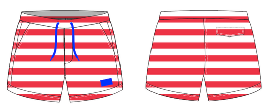 Solid Stripe 1 ~ red/white large horizontal stripe swim shorts (Summer 2024)