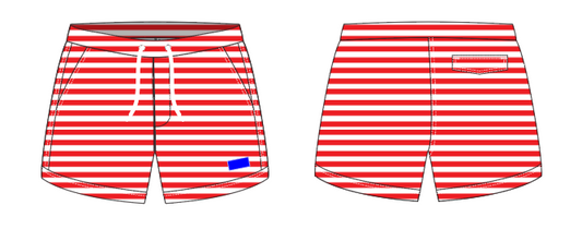 Solid Stripe 10 ~ red/white small horizontal stripe swim shorts (Summer 2024)