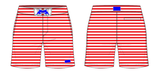 Solid Stripe 10 ~ red/white small horizontal stripe board shorts (Summer 2024)
