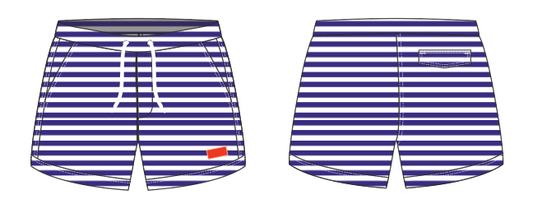 Solid Stripe 11 ~ navy/white small horizontal stripe swim shorts (Summer 2024)