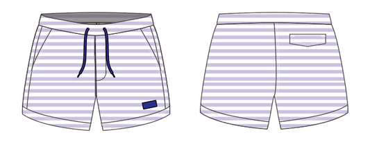 Solid Stripe 13 ~ lavender/white small horizontal stripe swim shorts (Summer 2024)
