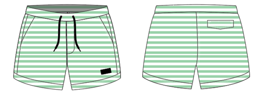 Solid Stripe 14 ~ kelly/white small horizontal stripe swim shorts (Summer 2024)