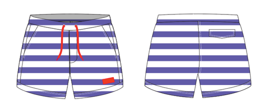 Solid Stripe 2 ~ navy/white large horizontal stripe swim shorts (Summer 2024)