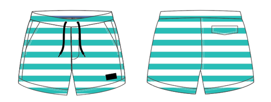 Solid Stripe 3 ~ seafoam/white large horizontal stripe swim shorts (Summer 2024) **