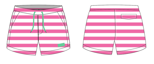 Solid Stripe 4 ~ fuchsia/white large horizontal stripe swim shorts (Summer 2024)