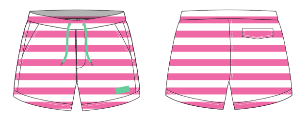 Solid Stripe 4 ~ fuchsia/white large horizontal stripe swim shorts (Summer 2024)