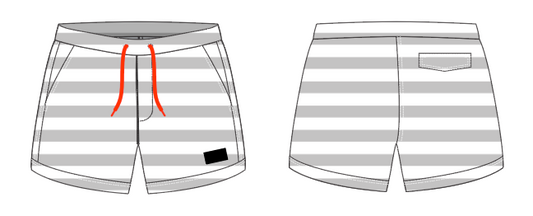 Solid Stripe 6 ~ grey/white large horizontal stripe swim shorts (Summer 2024)