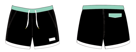 Solid 1 ~ black/seafoam/white swim shorts (Summer 2024)