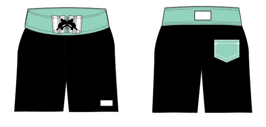 Solid 1 ~ black/seafoam/white board shorts (Summer 2024)