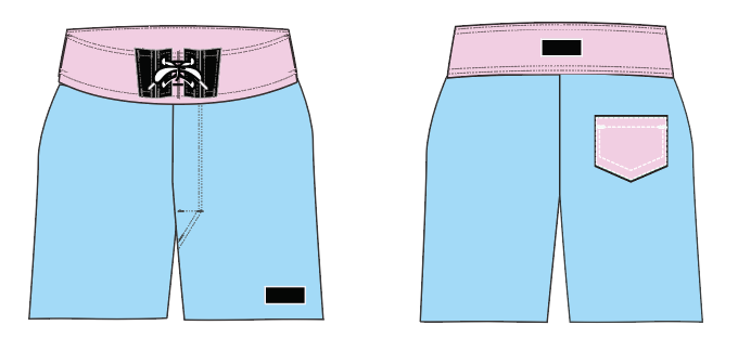 Solid 3 ~ sky/pink/black board shorts (Summer 2024)