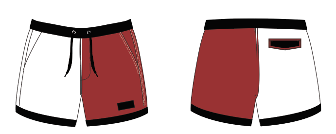 State 3 ~ white/burgundy/black ALABAMA-1 swim shorts (Summer 2024)