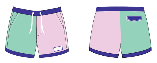 Colorblock 1 ~ green/pink/navy swim shorts (Summer 2024)