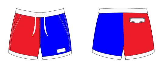 Colorblock 2 ~ red/royal/white swim shorts (Summer 2024)