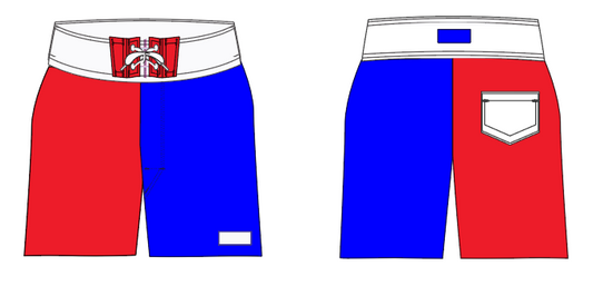 Colorblock 2 ~ red/royal/white board shorts (Summer 2024)