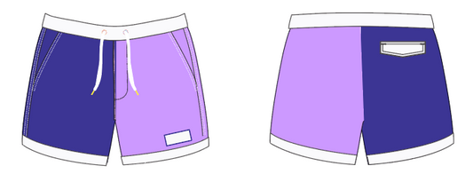 Colorblock 3 ~ navy/purple/white swim shorts (Summer 2024)