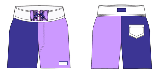 Colorblock 3 ~ navy/purple/white board shorts (Summer 2024)