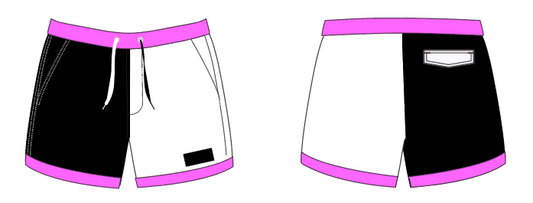 Colorblock 9 ~ black/white/fuchsia swim shorts (Summer 2024)