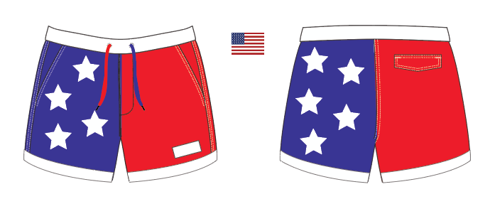 Flag 1 ~ navy/red/white USA-1 swim shorts (Summer 2024)