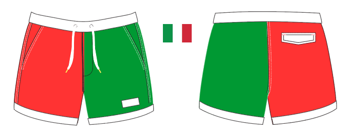 Flag 10 ~ red/green/white ITALY-2 swim shorts (Summer 2024)