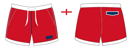Flag 11 ~ burgundy/white/navy ENGLAND-1 swim shorts (Summer 2024)