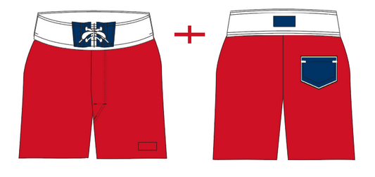 Flag 11 ~ burgundy/white/navy ENGLAND-1 board shorts (Summer 2024)