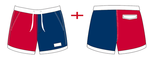 Flag 12 ~ burgundy/navy/white ENGLAND-2 swim shorts (Summer 2024)