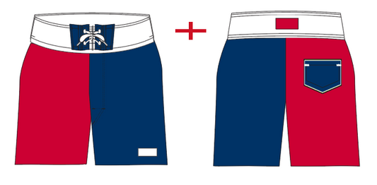 Flag 12 ~ burgundy/navy/white ENGLAND-2 board shorts (Summer 2024)