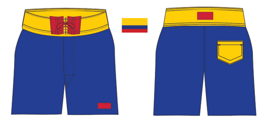 Flag 2 ~ navy/burgundy/yellow COLOMBIA-1 board shorts (Summer 2024)