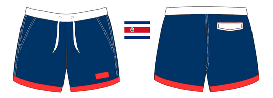 Flag 3 ~ navy/red/white COSTA RICA-1 swim shorts (Summer 2024)