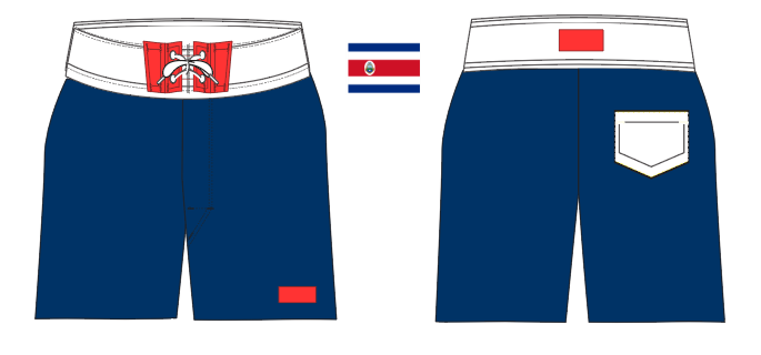Flag 3 ~ navy/red/white COSTA RICA-1 board shorts (Summer 2024)
