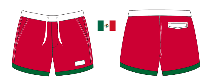 Flag 5 ~ red/green/white MEXICO-1 swim shorts (Summer 2024)