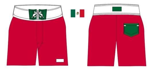 Flag 5 ~ red/green/white MEXICO-1 board shorts (Summer 2024)
