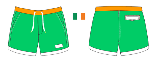 Flag 6 ~ green/white/orange IRELAND-1 swim shorts (Summer 2024)