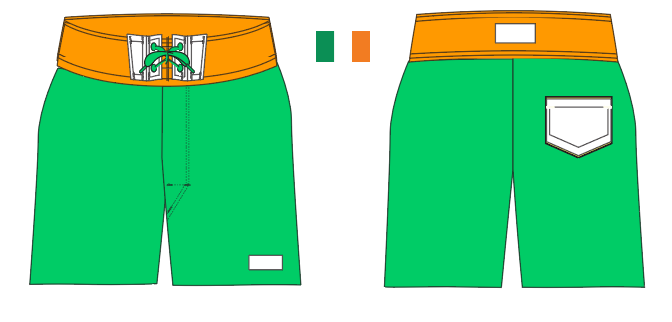 Flag 6 ~ green/white/orange IRELAND-1 board shorts (Summer 2024)