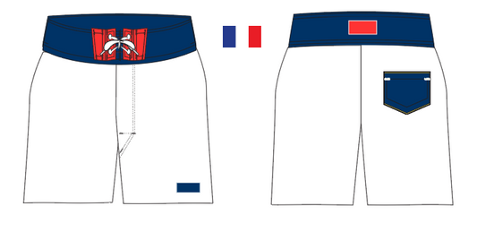Flag 7 ~ white/red/navy FRANCE-1 board shorts (Summer 2024)