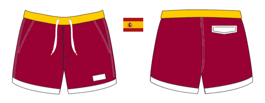 Flag 8 ~ burgundy/yellow/white SPAIN-1 swim shorts (Summer 2024)