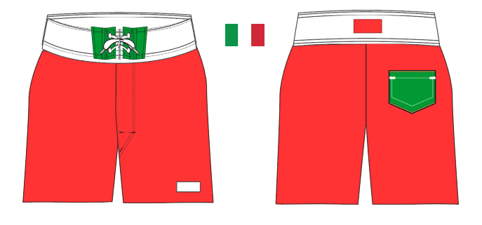Flag 9 ~ red/green/white ITALY-1 board shorts (Summer 2024)
