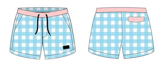 Gingham 6 ~ turquoise/white/pink swim shorts (Summer 2024)