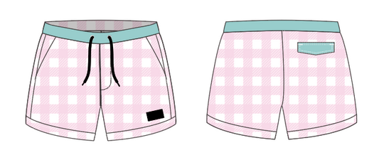 Gingham 9 ~ pink/white/seafoam swim shorts (Summer 2024)