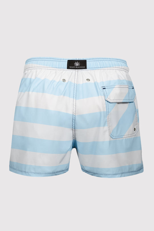 Monterey Sky Blue & White Swim Shorts