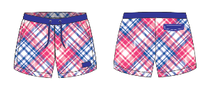 Plaid 10 ~ red/white/navy swim shorts (Summer 2024)