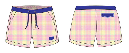 Plaid 6 ~ pink/yellow/navy swim shorts (Summer 2024)