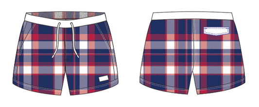 Plaid 7 ~ navy/red/white swim shorts (Summer 2024)
