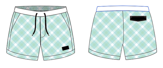 Plaid 8 ~ seafoam/white swim shorts (Summer 2024)
