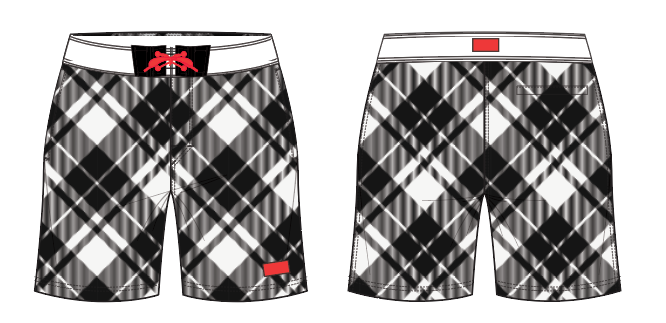 Plaid 3 ~ black/white board shorts (Summer 2024)