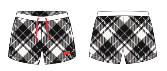 Plaid 3 ~ black/white swim shorts (Summer 2024)