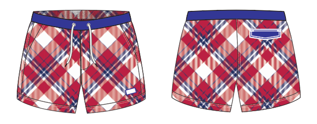 Plaid 4 ~ red/navy/white swim shorts (Summer 2024)