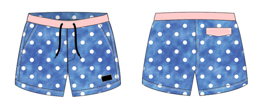 Polka Dot 10 ~ blue/white/pink swim shorts (Summer 2024)