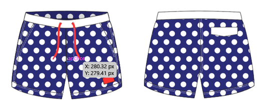 Polka Dot 4 ~ navy/white/red swim shorts (Summer 2024)