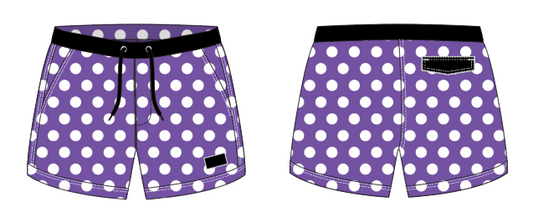 Polka Dot 6 ~ purple/white/black swim shorts (Summer 2024)